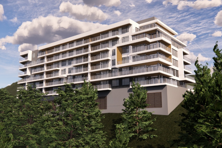 A exterior rendering the Westview Phase 10, a commercial project, designed by Alan Lowe Architecture.