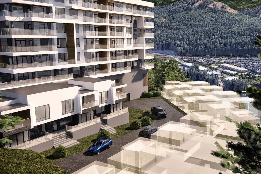 A exterior rendering the Westview Phase 10, a commercial project, designed by Alan Lowe Architecture.