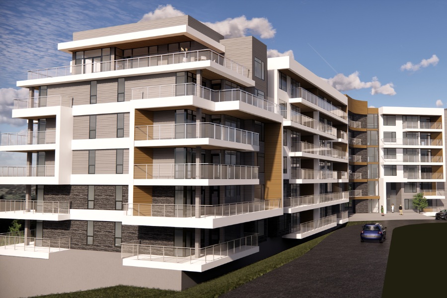 A exterior rendering the Westview Phase 10, a commercial project, designed by Alan Lowe Architecture.